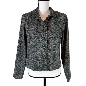 Sharon Young Crocodile Animal Print‎ Blazer Jacket Career Wear Neutral Size M